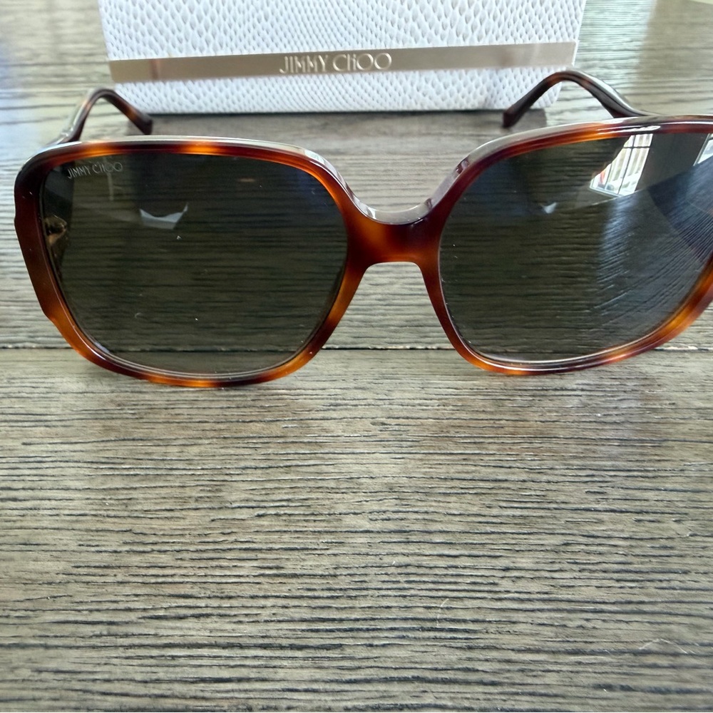 Authentic NEW Jimmy Choo Brown & Rose Goldtone Havana Sunglasses